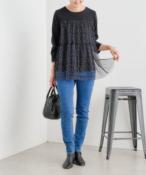 BEARDSLEY(ビアズリー)の「ドットチュールプルオーバー(Tシャツ/カットソー・レディース・ブラック・FREE)」の9枚目の写真