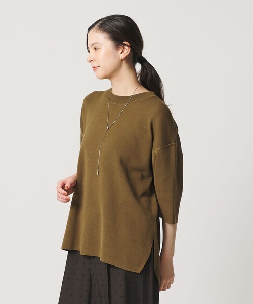 BEAUTY&YOUTH UNITED ARROWS(ビューティーアンドユースユナイテッドアローズ)の「コットンポリエステル ハーフスリーブ ニットプルオーバー ウォッシャブル(ニット/セーター・レディース・オリーブ/オフホワイト/ダークグレー・FREE)」の10枚目の写真