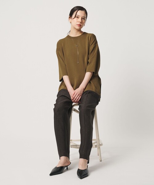BEAUTY&YOUTH UNITED ARROWS(ビューティーアンドユースユナイテッドアローズ)の「コットンポリエステル ハーフスリーブ ニットプルオーバー ウォッシャブル(ニット/セーター・レディース・オリーブ/オフホワイト/ダークグレー・FREE)」の11枚目の写真