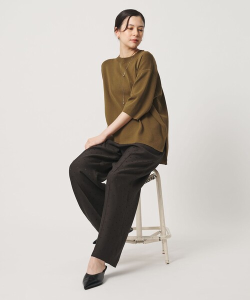 BEAUTY&YOUTH UNITED ARROWS(ビューティーアンドユースユナイテッドアローズ)の「コットンポリエステル ハーフスリーブ ニットプルオーバー ウォッシャブル(ニット/セーター・レディース・オリーブ/オフホワイト/ダークグレー・FREE)」の12枚目の写真