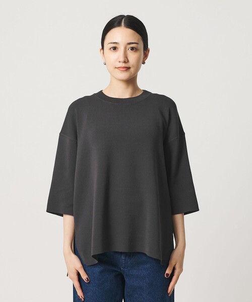 BEAUTY&YOUTH UNITED ARROWS(ビューティーアンドユースユナイテッドアローズ)の「コットンポリエステル ハーフスリーブ ニットプルオーバー ウォッシャブル(ニット/セーター・レディース・オリーブ/オフホワイト/ダークグレー・FREE)」の13枚目の写真