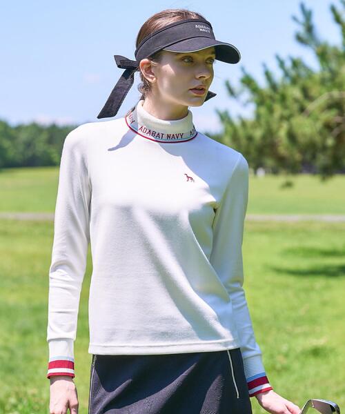 adabat(アダバット)の「【ADABAT NAVY】UVカット ロゴリブタートルネックプルオーバー(Tシャツ/カットソー・レディース・ホワイト/ブラック・38/40/42)」の3枚目の写真