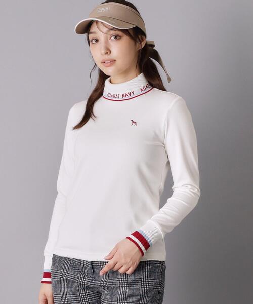 adabat(アダバット)の「【ADABAT NAVY】UVカット ロゴリブタートルネックプルオーバー(Tシャツ/カットソー・レディース・ホワイト/ブラック・38/40/42)」の6枚目の写真