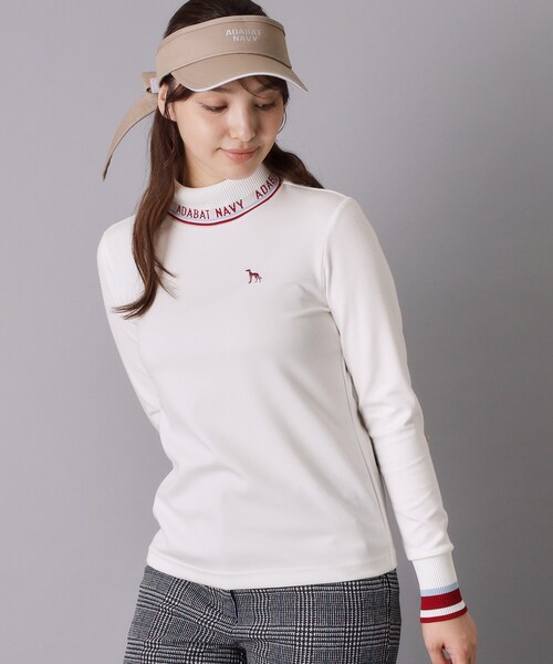 adabat(アダバット)の「【ADABAT NAVY】UVカット ロゴリブタートルネックプルオーバー(Tシャツ/カットソー・レディース・ホワイト/ブラック・38/40/42)」の7枚目の写真