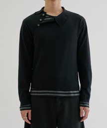 EPNK | Long sleeve asymmetry neck polo / ロングスリーブ アシンメトリーネックポロ(ニット/セーター)