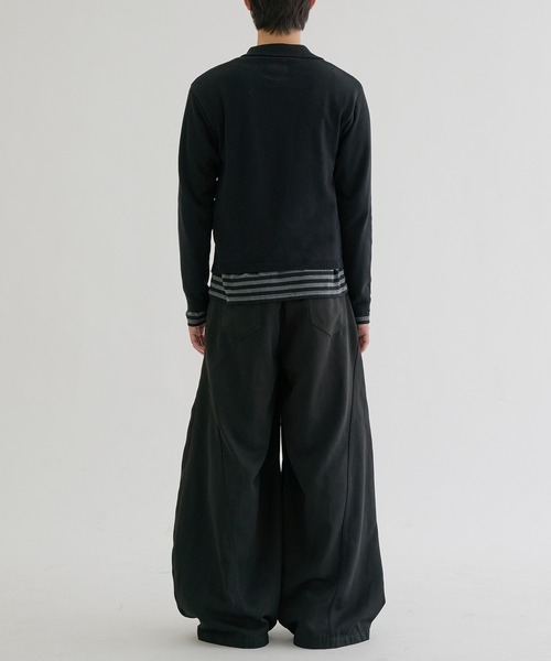 EPNK(イーピーエヌケー)の「Long sleeve asymmetry neck polo / ロングスリーブ アシンメトリーネックポロ(ニット/セーター・メンズ・グレー/グレイッシュベージュ/ブラック・MEDIUM/LARGE/SMALL)」の20枚目の写真