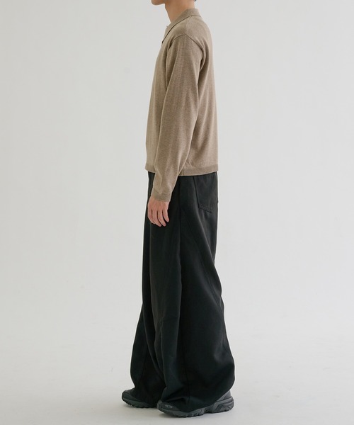 EPNK(イーピーエヌケー)の「Long sleeve asymmetry neck polo / ロングスリーブ アシンメトリーネックポロ(ニット/セーター・メンズ・グレー/グレイッシュベージュ/ブラック・MEDIUM/LARGE/SMALL)」の12枚目の写真