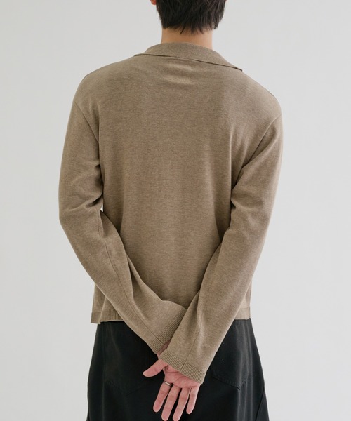 EPNK(イーピーエヌケー)の「Long sleeve asymmetry neck polo / ロングスリーブ アシンメトリーネックポロ(ニット/セーター・メンズ・グレー/グレイッシュベージュ/ブラック・MEDIUM/LARGE/SMALL)」の8枚目の写真