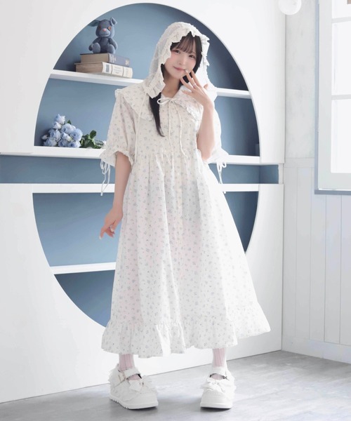 Whinny(ホワイニー)の「Whinny/【2026夏新作♪】真夏にワンピちゃん(ワンピース・レディース・ネイビー/ホワイト・FREE)」の5枚目の写真