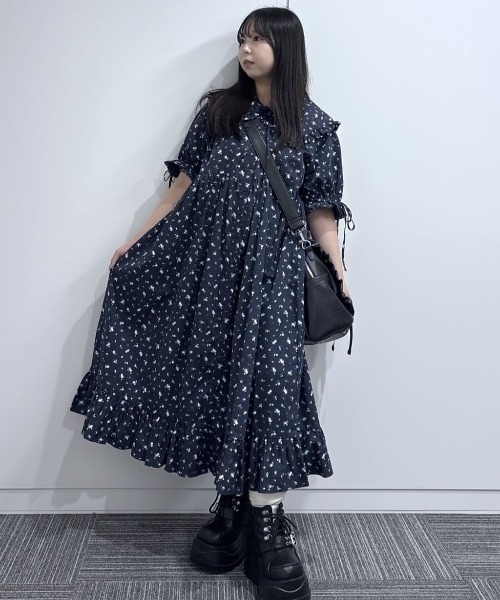 Whinny(ホワイニー)の「Whinny/【2026夏新作♪】真夏にワンピちゃん(ワンピース・レディース・ネイビー/ホワイト・FREE)」の4枚目の写真
