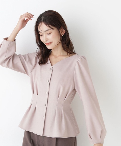 NATURAL BEAUTY BASIC(ナチュラルビューティーベーシック)の「<ちょうど、いい服>きゅっと、メリハリ仕掛けトップス(シャツ/ブラウス・レディース・ライトベージュ/ブラウン/ライトグリーン/ピンク・SMALL/MEDIUM)」の9枚目の写真
