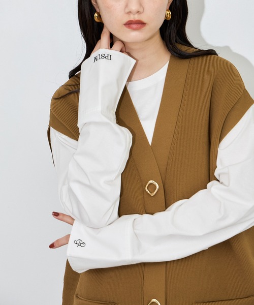 ADAM ET ROPE'(アダムエロペ)の「シャツカフスロングスリーブTシャツ(シャツ/ブラウス・レディース・ホワイト/サックスブルー・FREE)」の2枚目の写真