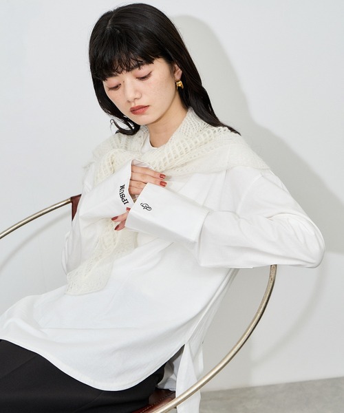 ADAM ET ROPE'(アダムエロペ)の「シャツカフスロングスリーブTシャツ(シャツ/ブラウス・レディース・ホワイト/サックスブルー・FREE)」の20枚目の写真