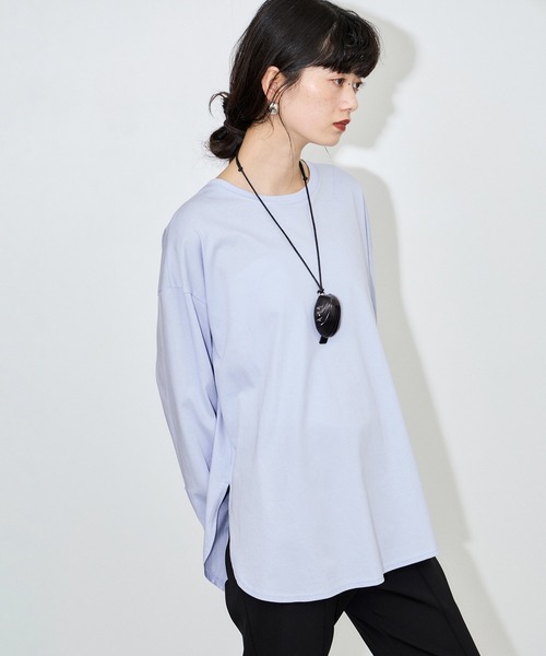 ADAM ET ROPE'(アダムエロペ)の「シャツカフスロングスリーブTシャツ(シャツ/ブラウス・レディース・ホワイト/サックスブルー・FREE)」の22枚目の写真