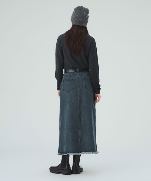 BEAMS HEART(ビームスハート)の「レース デニム ナロー スカート(デニムスカート・レディース・ネイビー/グレー・MEDIUM/SMALL)」の9枚目の写真
