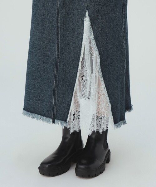 BEAMS HEART(ビームスハート)の「レース デニム ナロー スカート(デニムスカート・レディース・ネイビー/グレー・MEDIUM/SMALL)」の15枚目の写真