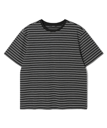 男性マルチストライプ半袖ラウンドTシャツ(BLACK)(HC4ST30)