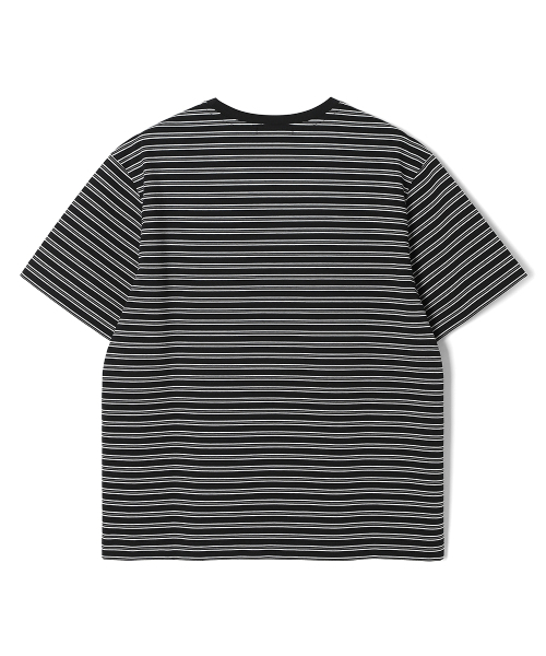 ADHOC（アドホック）の「男性マルチストライプ半袖ラウンドTシャツ(BLACK)(HC4ST30)（Tシャツ/カットソー・メンズ・その他・100/105/110/95）」の2枚目の写真
