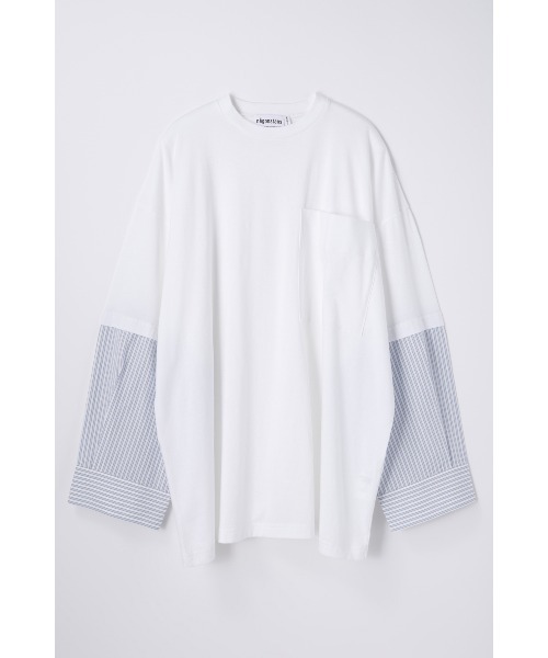nagonstans(ナゴンスタンス)の「extra wide combi long-sleeves t-shirt(Tシャツ/カットソー・レディース・ブラック/ダークグリーン/ホワイト・MEDIUM)」の1枚目の写真