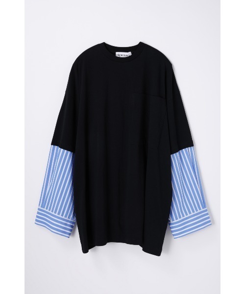 nagonstans(ナゴンスタンス)の「extra wide combi long-sleeves t-shirt(Tシャツ/カットソー・レディース・ブラック/ダークグリーン/ホワイト・MEDIUM)」の2枚目の写真