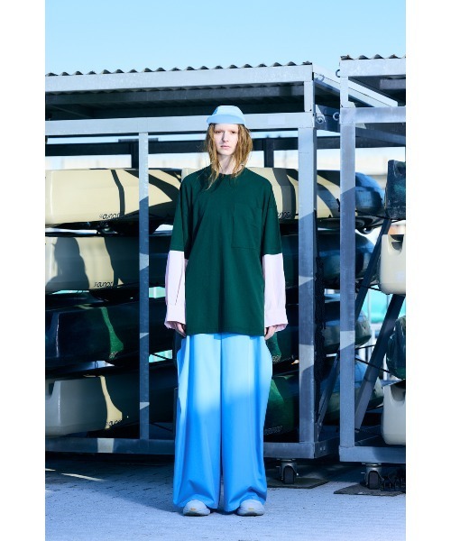 nagonstans(ナゴンスタンス)の「extra wide combi long-sleeves t-shirt(Tシャツ/カットソー・レディース・ブラック/ダークグリーン/ホワイト・MEDIUM)」の5枚目の写真