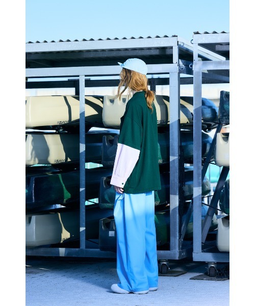 nagonstans(ナゴンスタンス)の「extra wide combi long-sleeves t-shirt(Tシャツ/カットソー・レディース・ブラック/ダークグリーン/ホワイト・MEDIUM)」の6枚目の写真