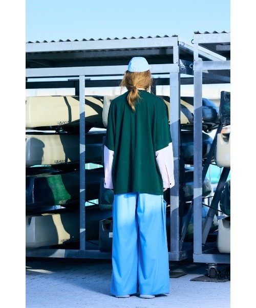 nagonstans(ナゴンスタンス)の「extra wide combi long-sleeves t-shirt(Tシャツ/カットソー・レディース・ブラック/ダークグリーン/ホワイト・MEDIUM)」の7枚目の写真