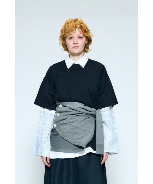 nagonstans(ナゴンスタンス)の「extra wide combi long-sleeves t-shirt(Tシャツ/カットソー・レディース・ブラック/ダークグリーン/ホワイト・MEDIUM)」の8枚目の写真