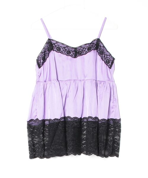 anna sui nyc(アナ スイ エヌ ワイ シー)の「anna sui nyc/アナ スイ エヌワイシー/レースサテンキャミソール(タンクトップ・レディース・ラベンダー/ピンク/ブラック・F)」の2枚目の写真