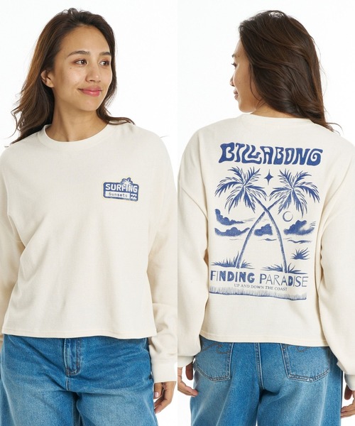 BILLABONG（ビラボン）の「BILLABONG ウィメンズ SURF CAMP SUNSETS LE TEE ロンT 【2026年秋冬モデル】/ビラボンショート丈長袖ロンT（Tシャツ/カットソー・レディース・イエロー系その他/エメラルド/アイボリー/グレー・MEDIUM/LARGE）」の2枚目の写真