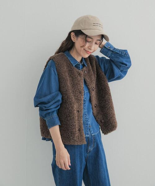 URBAN RESEARCH DOORS（アーバンリサーチドアーズ）の「テディボアベスト 26AW（ダウンベスト・レディース・ベージュ系その他/ブラウン・FREE）」の22枚目の写真