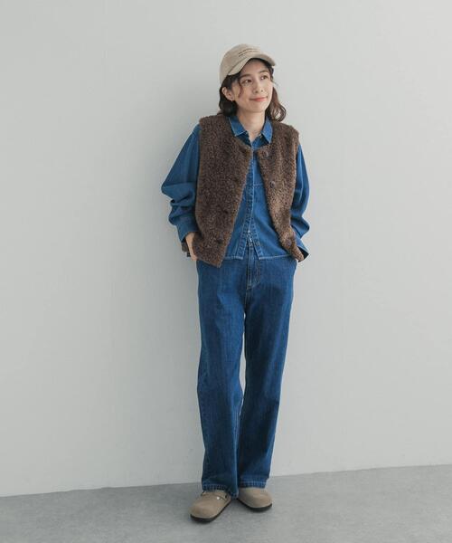 URBAN RESEARCH DOORS（アーバンリサーチドアーズ）の「テディボアベスト 26AW（ダウンベスト・レディース・ベージュ系その他/ブラウン・FREE）」の17枚目の写真
