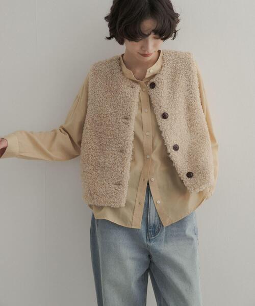 URBAN RESEARCH DOORS（アーバンリサーチドアーズ）の「テディボアベスト 26AW（ダウンベスト・レディース・ベージュ系その他/ブラウン・FREE）」の3枚目の写真