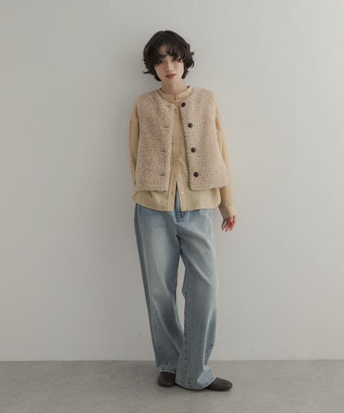 URBAN RESEARCH DOORS（アーバンリサーチドアーズ）の「テディボアベスト 26AW（ダウンベスト・レディース・ベージュ系その他/ブラウン・FREE）」の6枚目の写真