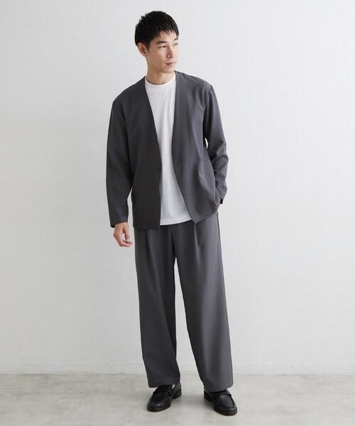 THE SHOP TK (ザ ショップ ティーケー )の「【セットアップ可/洗濯機OK】ウールライクワイドイージーパンツ(その他パンツ・メンズ・ブラック/チャコールグレー・03/02)」の5枚目の写真
