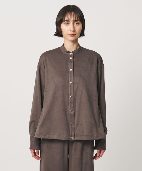 CINOH(チノ)の「【別注】<CINOH>スエードライク シャツ ブルゾン(シャツ/ブラウス・レディース・ダークブラウン・F)」の5枚目の写真