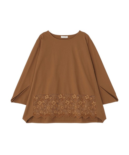 Green Parks(グリーンパークス)の「ベロアレースヘムドッキングプルオーバー(Tシャツ/カットソー・レディース・ブラウン/オフホワイト/キャメル/ブラック・FREE)」の7枚目の写真