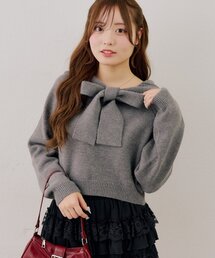 ビッグリボンニットパーカー