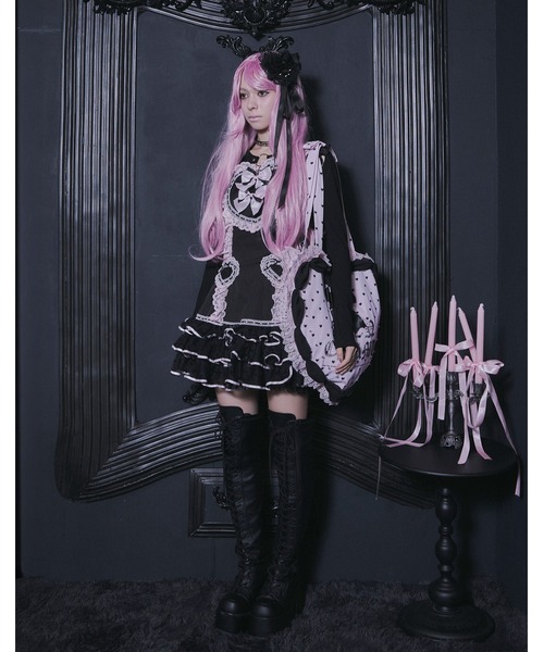 AVENCHUMU(アバンチュウム)の「Front heart ribbon one piece(ワンピース・レディース・ピンク/ブラック×ピンク/ブラック・FREE)」の5枚目の写真