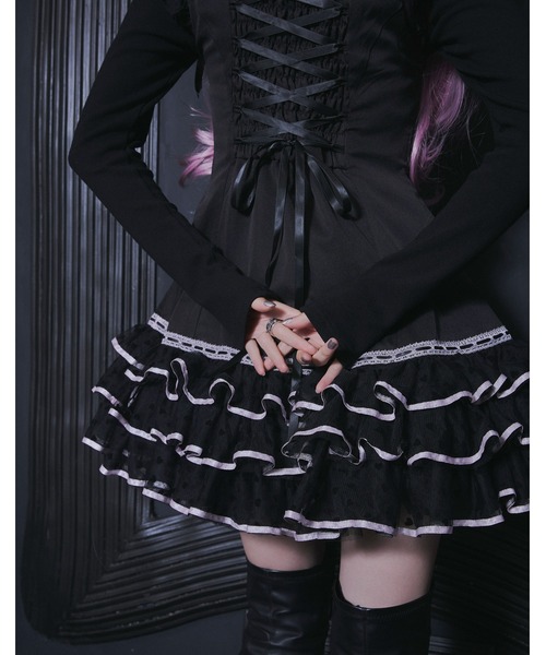 AVENCHUMU(アバンチュウム)の「Front heart ribbon one piece(ワンピース・レディース・ピンク/ブラック×ピンク/ブラック・FREE)」の8枚目の写真