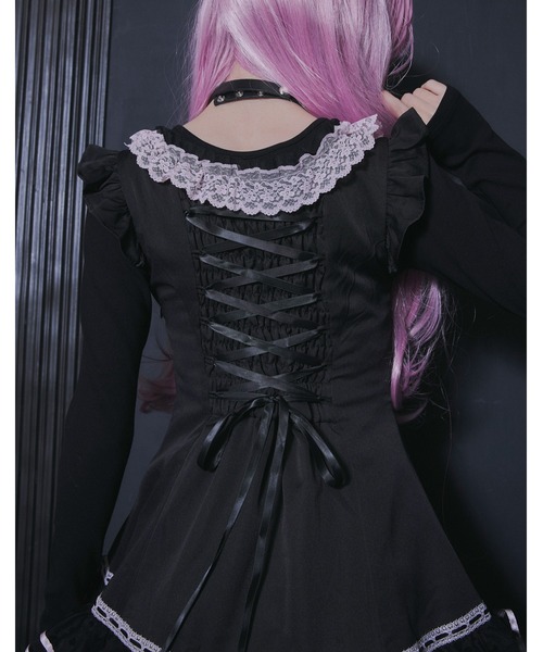AVENCHUMU(アバンチュウム)の「Front heart ribbon one piece(ワンピース・レディース・ピンク/ブラック×ピンク/ブラック・FREE)」の7枚目の写真