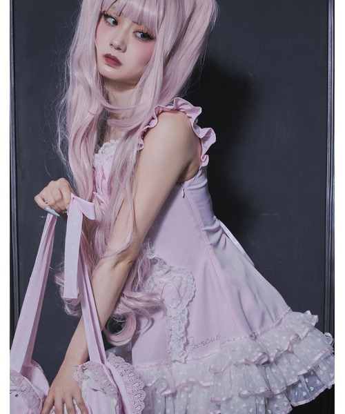 AVENCHUMU(アバンチュウム)の「Front heart ribbon one piece(ワンピース・レディース・ピンク/ブラック×ピンク/ブラック・FREE)」の11枚目の写真