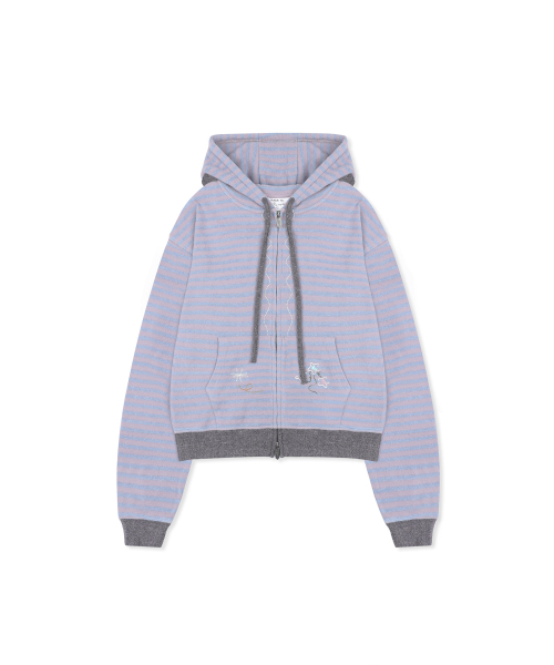 RuNaKi'Hu'(ルナキフ)の「WXJ048 ホコロビ ストライプ配色 フードジップアップ (PURPLE)(パーカー・レディース・その他・1/2)」の4枚目の写真