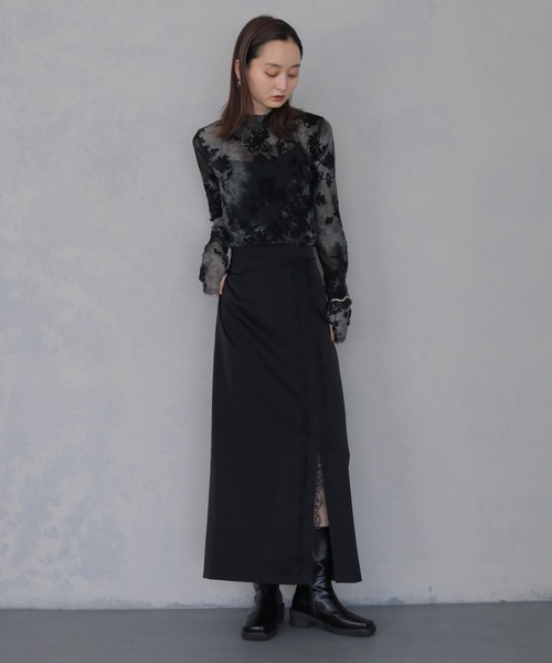 &g'aime(アンジェム)の「【&g'aime 】サテンレーススカート Satin Lace Skirt(スカート・レディース・ブラック/ブラウン・FREE)」の11枚目の写真