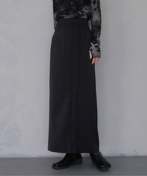 &g'aime(アンジェム)の「【&g'aime 】サテンレーススカート Satin Lace Skirt(スカート・レディース・ブラック/ブラウン・FREE)」の4枚目の写真