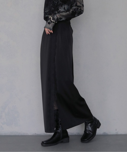 &g'aime(アンジェム)の「【&g'aime 】サテンレーススカート Satin Lace Skirt(スカート・レディース・ブラック/ブラウン・FREE)」の6枚目の写真
