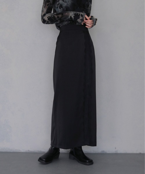 &g'aime(アンジェム)の「【&g'aime 】サテンレーススカート Satin Lace Skirt(スカート・レディース・ブラック/ブラウン・FREE)」の5枚目の写真