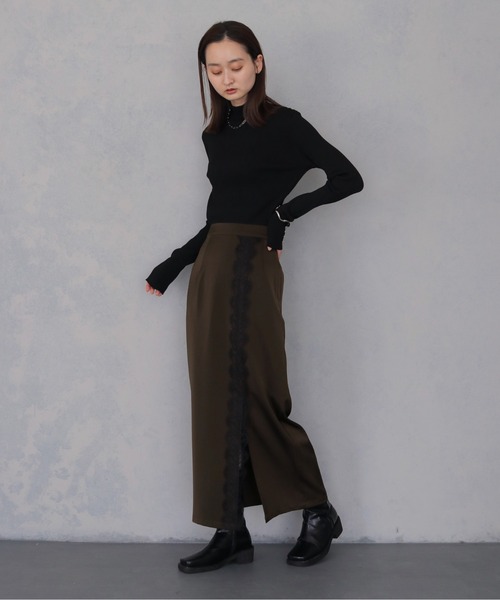 &g'aime(アンジェム)の「【&g'aime 】サテンレーススカート Satin Lace Skirt(スカート・レディース・ブラック/ブラウン・FREE)」の22枚目の写真