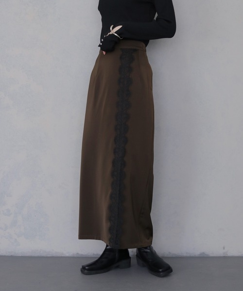 &g'aime(アンジェム)の「【&g'aime 】サテンレーススカート Satin Lace Skirt(スカート・レディース・ブラック/ブラウン・FREE)」の16枚目の写真