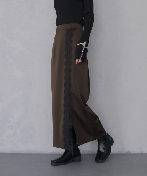 &g'aime(アンジェム)の「【&g'aime 】サテンレーススカート Satin Lace Skirt(スカート・レディース・ブラック/ブラウン・FREE)」の17枚目の写真
